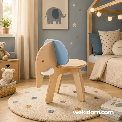 Chaises en bois pour enfant forme éléphant 
