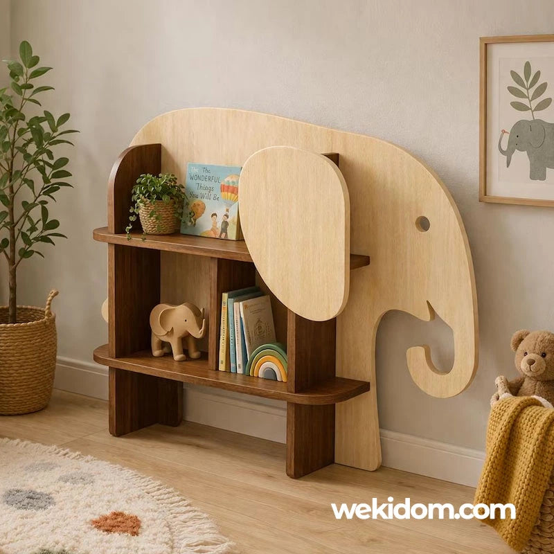 Étagère éléphant pour livres et jouets enfant